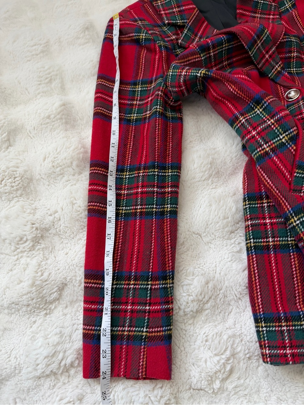 Venus Red Tartan Plaid Fitted Double-Breasted Longline Blazer Jacket - 8 - Picture 15 of 15